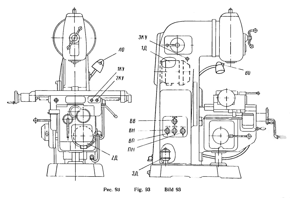 Cхема розположення електроустаткування на  вертикальнихконсольно-фрезерных верстатах 6н10